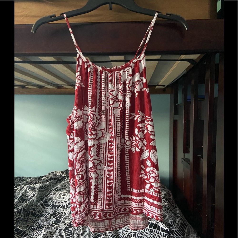 A red and white tank top